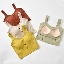 Cotton camisole vest female summer with chest pad short navel top with sexy beauty back bra underwear