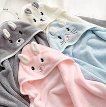 Childrens bath towel boy childrens bath wearable Cape bathing cloak bathrobe cartoon thick soft do not lose hair winter