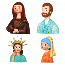 Van Gogh with Pearl Girl Mona Lisa Liberty 3D Resin Refrigerator Sticker Magnetic Message Magnetic Sticker Iron Sticker