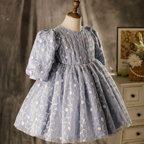 Childrens dress foreign atmosphere princess dress little flower girl babys birthday puffy gauze dress host piano performance dress