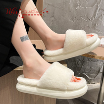 Japan BM thick-soled wool slippers women wear ins tide Net red home indoor cute cotton shoes