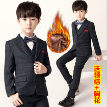 Boy dress suit ten year old boy birthday suit autumn winter plus velvet 12 childrens small suit jacket winter 10