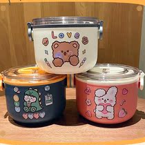 Japanese GP stainless steel double-layer insulated lunch box office worker with lunch box student cute lunch box Japanese style