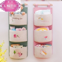 Behind the door storage cartoon hanging bag creative hanging pocket bedside sundries hanging home wall canvas bag multi-layer simple