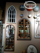 American country retro old fake window old mirror wall hanging window mirror wall decoration porch shop window decoration
