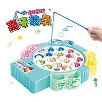 Childrens fishing toys electric music automatic rotation Diaoyutai kindergarten baby fishing pond table game toys