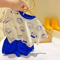 Childrens two-piece female Korean version 2021 summer new small childrens clothing coat baby T-shirt short sleeve mens Cotton
