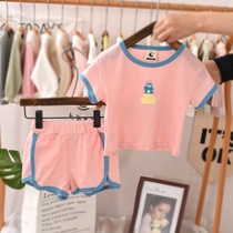 95% baby set short sleeve summer dress 2021 new girl clothes thin Korean sports baby two-piece set