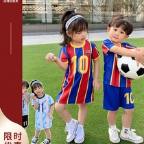 Boys sports suit Boys and girls  baby 2021 new football suit Brother and sister childrens clothing summer clothes garden clothes performance clothes