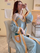 Japanese GP Summer mid-length pure cotton sleepwear woman Long sleeves Sexy Sweet Beauty Full Cotton Thin Sleeping Clothing Three Suits