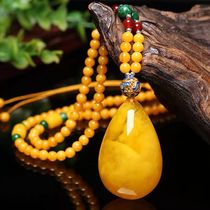 Natural Beeswax drop pendant Baltic Gold twisted Honey Rough stone pendant Womens wild sweater chain Amber necklace