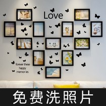 Photo Wash Print With Photo Frame Creative Combo Photo Wall Living Room Hanging Wall Mesh Red Room Wall Adornment Free of punch