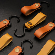 Outdoor camping camping S hook lanyard storage portable triangle leather picnic tent PU clothesline hook