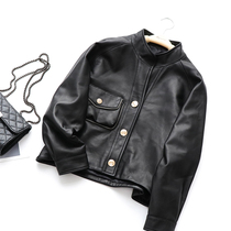 Kuin swing diary Hepburn wind sheepskin leather jacket 2021 new leather small leather jacket