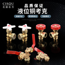 Level gauge Cock valve all copper 4 points 6 points pipe valve water tank boiler glass tube water level display