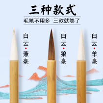 Yongxiang Xing brush Wolf Hao and Hao Da Baiyun Kai Xiao Kai student calligraphy Chinese painting special beginner brush set elementary school students adult regular script running book Xiao Baiyun brush