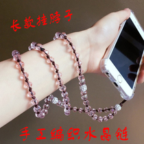 Mobile phone pendant sweater chain long lanyard rhinestone crystal neck women pendant fashion handmade necklace anti-lost Universal