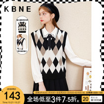 Knit sweater womens top sleeveless plaid vest kbne2022 autumn new loose and thin V-neck pullover vest