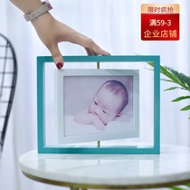Nordic horizontal cute personality creative solid wood ins modern minimalist 6 7 seven-inch double-sided rotating wooden photo frame table
