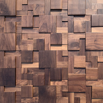 Solid wood Syke background wall New Chinese living room dining room company image wall black walnut light luxury decoration hard bag