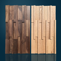 Solid wood mosaic 3D background Wall new Chinese light luxury living room Film and Television wall hard bag black walnut Image Wall grille