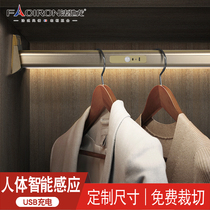 led wardrobe hanging clothes pole with lamp human body wardrobe lamp charging intelligent induction lamp wardrobe luminous clothing crossbar