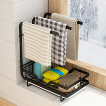 Kitchen rack dishcloth rack countertop wall-mounted storage artifact dishcloth rack towel drain rack household products