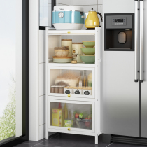 Multifunctional kitchen storage rack with door floor multilayer oven microwave rack small appliances storage cabinet