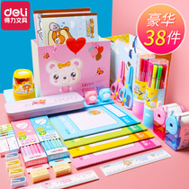 Del stationery set gift box kindergarten gift school supplies Net red stationery big gift package Primary School Childrens Day gift first grade second grade girl heart blessing bag