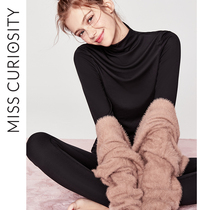 Curious Honey Sweaters Undershirt Plus Suede Thickened Warm Underwear Long Sleeves Tight and Semi-high neckline Autumn Pants Suit Women