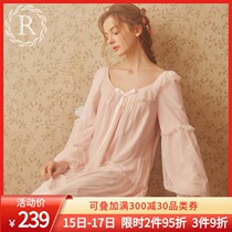 RoseTree retro palace nightgown female spring autumn cute princess pajamas lace sexy long sleeve long modal