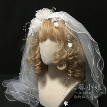 The brides main wedding veil multi-layer retro lace headdress Super fairy son childrens Princess Pengpeng gauze photo props