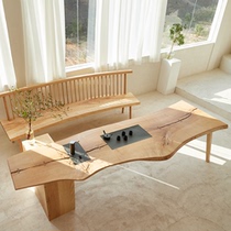 Log solid wood large board table tea table homestay Office conference table irregular coffee table table table desk natural side tea table