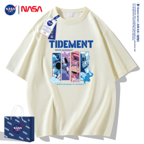 NASA Short Sleeve T-shirt Boys Summer Pure Cotton White Half-sleeved Current Loose Costume Clothes for Mens Wear