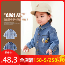Baby cotton denim shirt spring and autumn baby Korean style jacket spring boy new shirt women spring tide