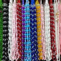 Mobile phone lanyard crystal chain Contrast color rhinestone bead tag work permit neck necklace mobile phone rope wholesale