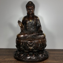 Book house Buddhist hall placed pure red copper local Cure gold chisel flowers auspicious Ruyi Sakyamuni as the Buddha pendulum piece