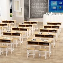 School desks and chairs direct sales of primary and secondary school students double-layer learning tables Tutoring class training tables Cram school desks with drawers