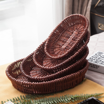 Rattan dried fruit vegetable storage basket display basket wicker fruit basket bread pan fruit plate can be customized