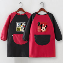 Kindergarten waterproof long-sleeved clothes childrens apron custom logo men and women baby eating clothes painting back wear printing