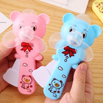 Creative primary school prizes mini convenient cute bear hand pressure fan for primary and secondary school students portable fan summer supplies