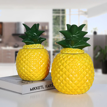 Pineapple storage jar sugar jar tea pot ceramic decoration living room study wine cabinet home ornaments wedding gift