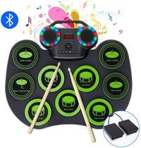 WERSI portable electronic drum hand roll drum flashing light Bluetooth drum set built-in lithium battery with speaker Special