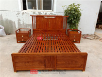 Haozhan Hedgehog rosewood solid wood new Chinese furniture Bedroom double bed bedside table combination mahogany furniture