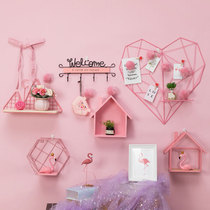 Girl heart ins room layout wall decoration wall wall hanging creative Net Red Bedroom Wall Wall pendant shelf
