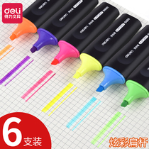 Delei fluorescent marker pen candy color transparent rod color pen set of Handbook pen Flash Pen word mark stroke key marker pen color student set highlighter