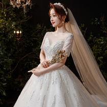  Starry sky wedding dress 2020 new bride tugging quality forest super fairy dream small man light 2021 high-end luxury