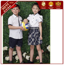 Shenyang unified summer primary school uniforms for men and women childrens clothing grid skirt two-piece leisure and comfort