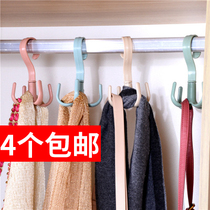 Rotating adhesive hook four-claw multifunctional wardrobe bag adhesive hook nail-free plastic tie adhesive hook storage hanging