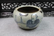 Minqing flower character small pot washed imitation antique porcelain Classical home decoration pendulum pieces ancient play old goods folk collection